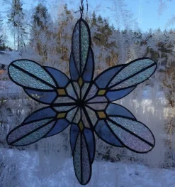 Tradera Tiffanyteknik 3D glas mandala hantverk vind-solfångare vindspel snitt+/- 29 cm| Havedekorationer