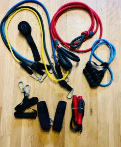 Tradera Träningsset med resistance band, hopprep och handtag> Træning