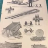 Tradera Träsnitt ”Utrustning för att lägga tågräls” från 1905> Jernbane- & Sporvogns-memorabilia