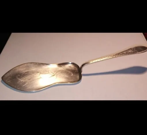 New Tårtspade, graverad, nysilver, ca 27cm, vintage Sølv