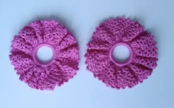Tradera Två så söta virkade rosa ljus manschetter / handarbete| Indretning & Husholdning