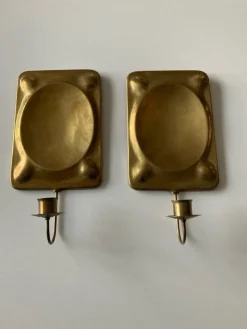 Fashion Två Stycken Ljusplåtar Mässing 1900-talet Vintage Tin & Messing