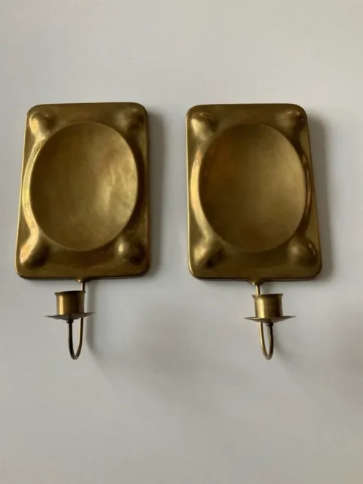 Fashion Två Stycken Ljusplåtar Mässing 1900-talet Vintage Tin & Messing