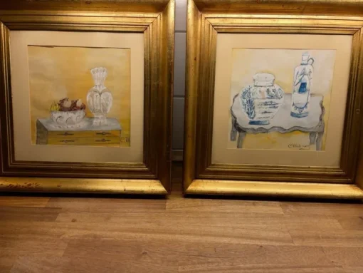 Tradera TVÅ VACKRA GOUACHER STILLEBEN FINA RAMAR| Anden Kunst