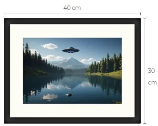 Tradera UFO Science Fiction konsttavla storlek med ram cirka 30 cm x 40 cm| Fotokunst