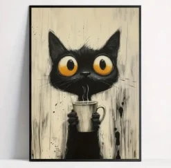 Cheap Underbar Canvas Poster Katt Kaffe Plakater