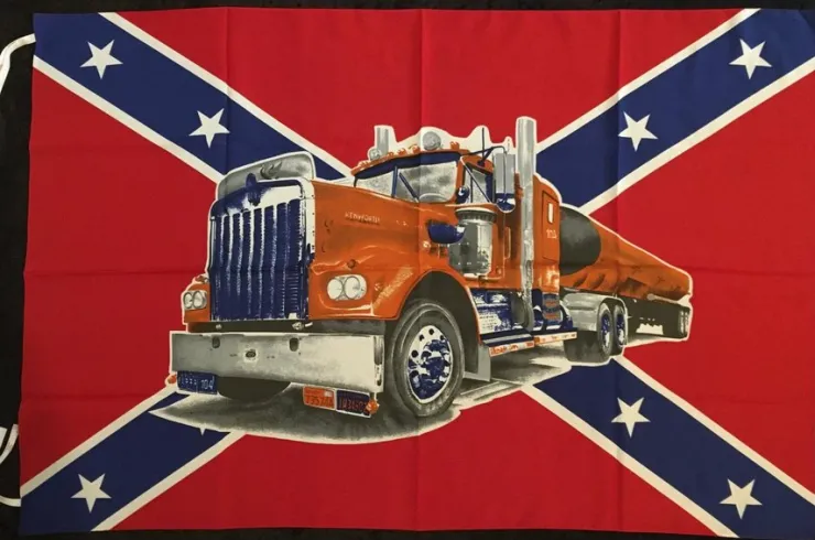Tradera USA - TRUCK REBEL FLAG Poster flagga 110x73cm Samlarobjekt från 80-talet| Lastbiler & Busser