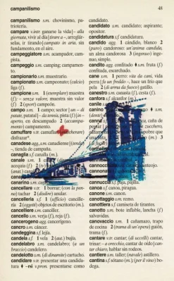 Tradera Utskrift på sida från italienskt-spanish lexsikon| Plakater