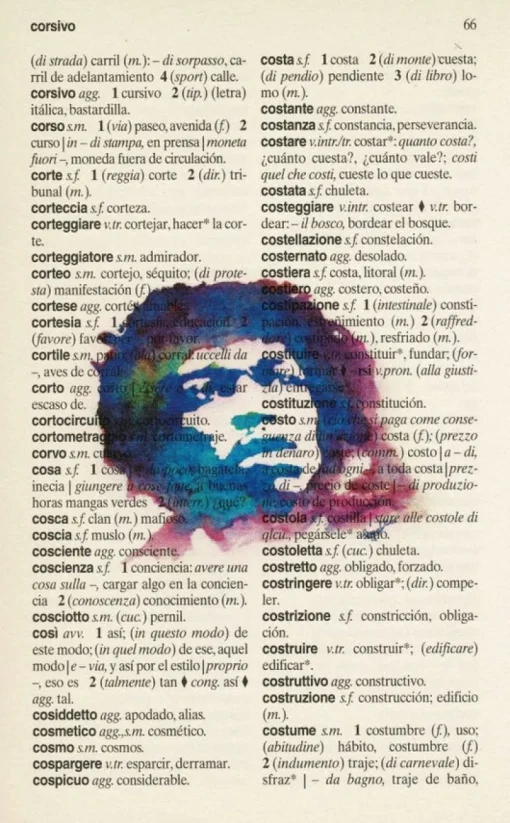 Tradera Utskrift på sida från italienskt-spanish lexsikon| Plakater