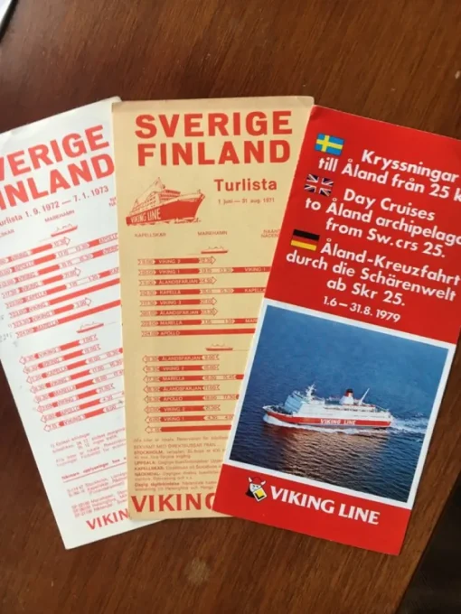 Tradera Vikinglinjen 3 tidtabeller 1971,1973 och 1979> Køreplaner
