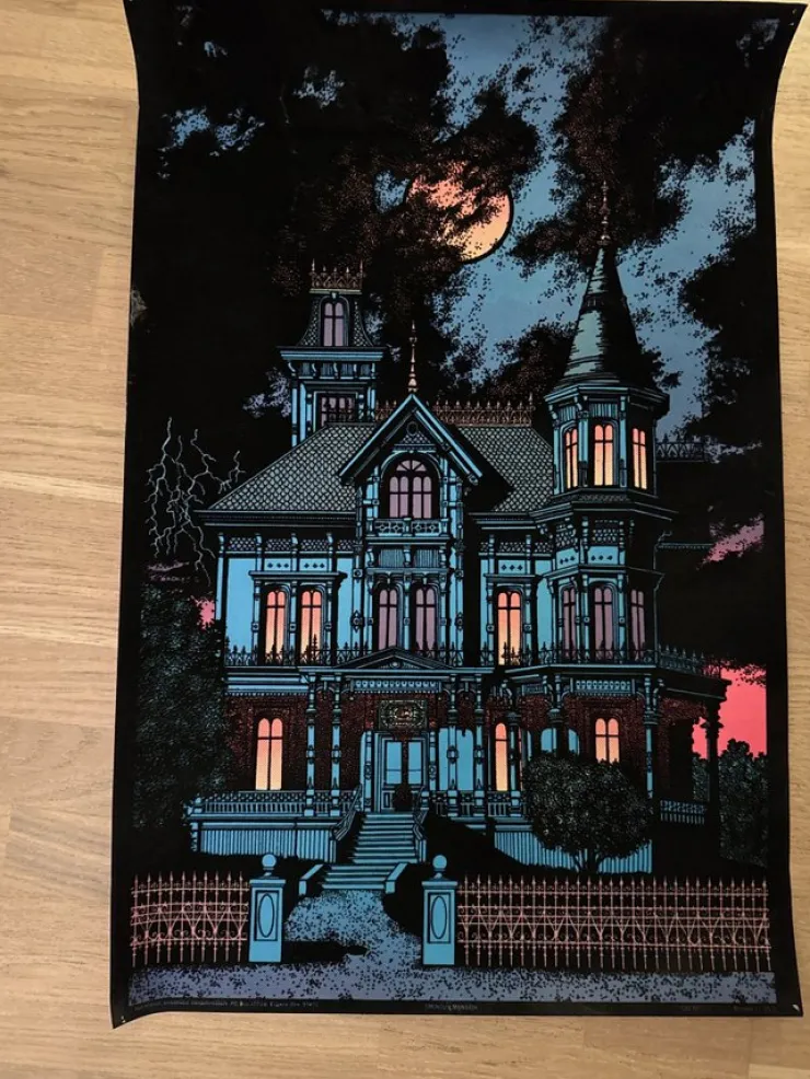 Tradera Vintage Blacklight Poster - spöklikt hus| Plakater