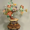 Cheap Vintage Cloisonné emalj korallblomma hjärtablad Bonsaiträd Äkta ädelsten Orientalsk Kunst Og Porcelæn