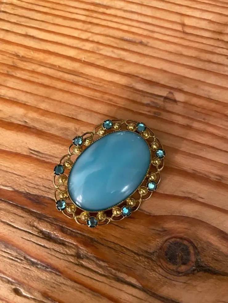 Tradera Vintage Czech Slovakia turkos brosch> Brocher