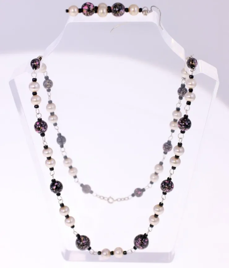 Tradera Vintage matching necklace and earrings set-circa 1980s (Weight: 35.8g)> Smykkesæt