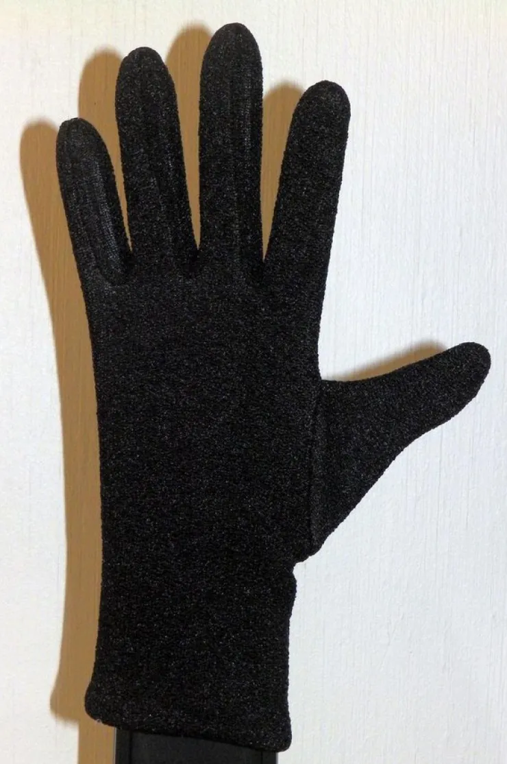 Fashion VINTAGE 50-60-70tals fodrad sofistikerade dam handskar nylon crepe S/M SVART NOS Handsker & Vanter