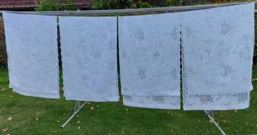 Tradera Vintage/retro vita spetsgardiner/ panel/6 stycken/inredning| Boligtekstiler