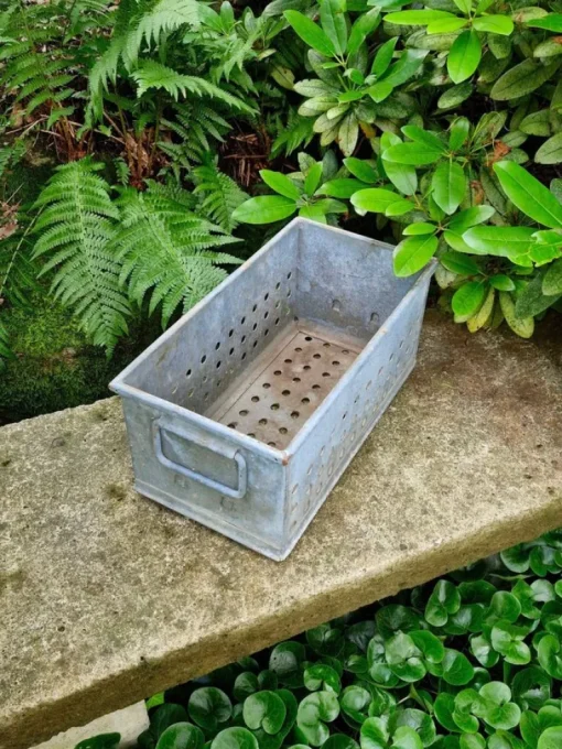 Tradera zinklåda blomsterlåda zink kruka vintage trädgård| Potter & Plantedyrknings-systemer